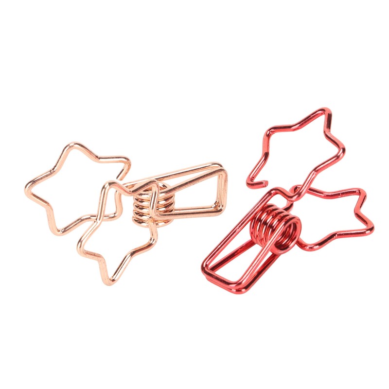 100 Pcs Binder Clips Hollow Cute Star Shape Sturdy Metal