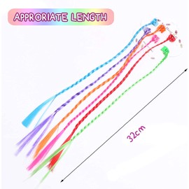 ACEHOME 24 Pcs Kids Hair Extensions with Hair Clips, Clip-on Neon Hair Braid Extensions for Girls Hair Decor Birthday Party Favors Children Performance