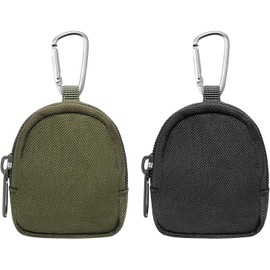 UOCAI Coin Purse with Zip, Treat Bag for Dogs, Key Bag for Outdoor Use, Tactical Mini Purse, Mini Key Bag, Change Purses, Nylon Coin Bag, Coin Purse, Pack of 2, Black, Green, Coin purse with zip