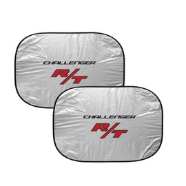 iPick Image for Dodge Challenger R/T Logo Universal Fit Dual Panels 2 of 28" W x 24" L Easy Folding Windshield Sun Shade