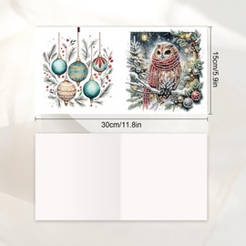 JISHSHAY 6 PCS Xmas Diamond Art Greeting Cards Xmas Diamond Painting Christmas Cards with Envelopes Gem Art Gem Painting Mosaic Kits for Adults with Special Shaped Drills Owl