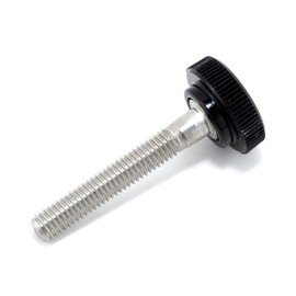 #10-32 x 1-1/4" Thumb Screw Stainless Steel - Black Knurled Round Plastic Knob - Fine Thread Thumbscrew - Length: 1.250" - Proudly Built in USA - Package of (4)