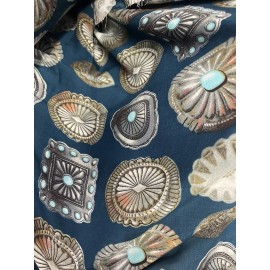 rayon challis fabric by the yard With Conchos Print