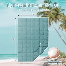 Peace nest Down Throw Blankets for Couch 50x70 Down Blanket for Indoor and Outdoor Throw Blanket use Soft Lightweight Throw Blanket Turquoise