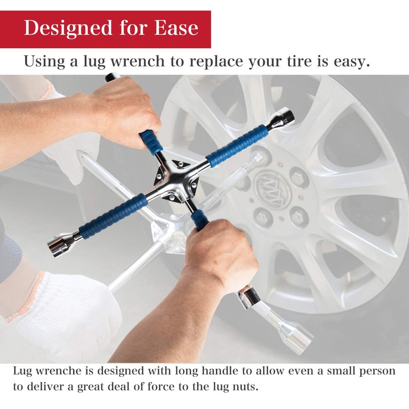 ETERNA Professional 16" Four Way Lug Wrench, Anti-slip Design Cross