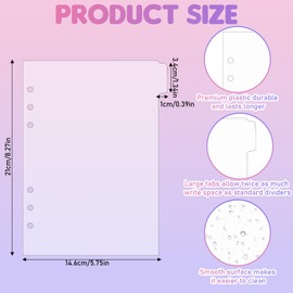 Jeffdad Pack of 6 Dividers A5, Plastic Folder Dividers Folder Index 6 Holes Side Divider Notebook Dividers A5 Index Dividers for Folder A5 Ring Binder Planner Notebook (White)