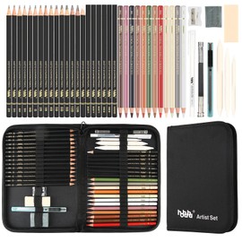 hhhouu Coloured Charcoal Pencil Set, Professional Sketch Pen Tools with Paper Wiper, Kneadable Artist Eraser, Sharpener for Artists, Beginners, Adults, Teenagers BW-CPS-N01