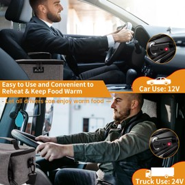 Aotto Portable Oven Electric Lunch Box Food Heater - 12V/24V 2-in-1 Car Food Warmer, Heated Lunch Box for Adults, Cook, Reheat, and Keep Meals Warm for Car, Truck, Travel - Grey