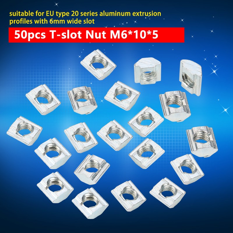 50pcs Carbon Steel Sliding T slot Nut for 20 Series