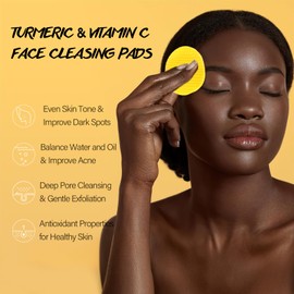 Turmeric Cleansing Pads for Face 60 Pcs Turmeric Face Scrub Vitamin C Exfoliating Pads for Skin with Exfoliating Cotton Rounds