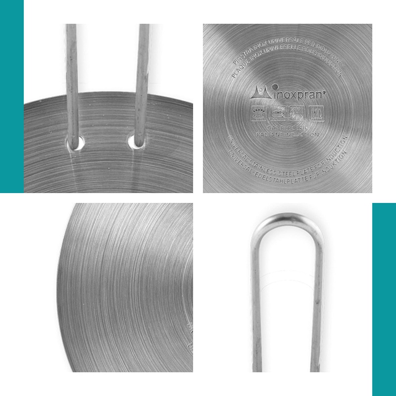 INOXPRAN Induction Plate, Stainless Steel, Grey, 21 x 21 x