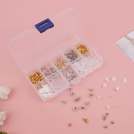 450Pcs Earring Backs, 10 Styles Earring Stoppers Clear Earrings Backs Earring Safety Backs Rubber Plastic Butterfly Shape with Storage Box for Women's DIY Jewelry Supplies