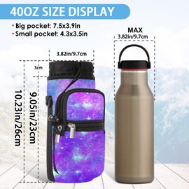 Mibbxea 40 oz Water Bottle Holder Carry Bag - Insulated Bottle Bag with Strap, Water Bottle Holder for Fitness, Camping, Walks, Cycling, Hiking, Outdoor Activities (Starry Sky)