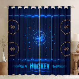 Ice Hockey Curtain for Kids Boys Girls Hockey Player Darkening Curtain Winter Sports Event Blackout Curtain(30-50%) Bedroom Hockey Punk Hockey Stadium Decor Window Drapes (2 Panels, 38 x 54 Inch)
