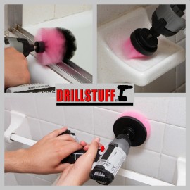 Drillstuff Bathroom Shower Cleaner, Bathtub, Tile and Grout Drill Power Scrubber Brush Kit