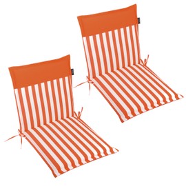 LILENO HOME Garden Chair Cushions in Coral Stripes [Set of 2 - Low-Back] - Plain Coral - Comfortable Loungers as Seat Cushions for Garden Furniture - Chair Cushions for Garden Chairs Malt