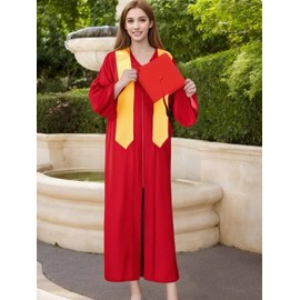 AGCOAH Graduation Gowns for Adults Robe Masters Cap and Bachelor 2025 5 PCS Commencement Ceremony Choir Robes （Red-57）