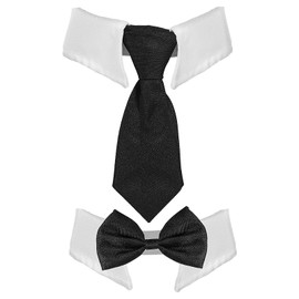 2 Pcs 13.7 inch Black Bow Tie Cat Collar, Pet Costume Adjustable Formal Cat Dogs Collar Tie, Cats Wedding Bowtie Wedding Dog Bowtie Ties for Cats Small Dog Puppy Birthday