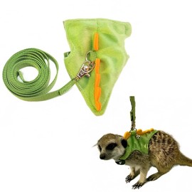 Escape-Proof Ferret Harness and Leash Set Small pet Leash Sleeve - Suitable for Ferrets/Honey Badgers/Dutch Dwarf Rabbits/Guinea Pigs (Chest Circumference 18-22cm) (Green)