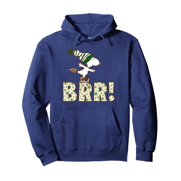 Peanuts Christmas Snoopy Ice Skating Brr Pullover Hoodie, blue