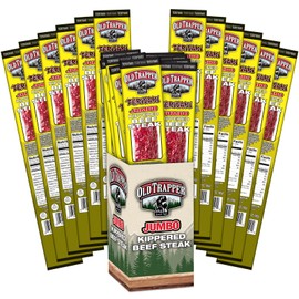 Old Trapper Kippered Steak, Teriyaki Flavor, Two-Ounce Individually Wrapped Packages, Savory and Sweet Savory Meat Snack for Between Meal Bites, 22 Grams of Protein per Serving (Pack of 12)