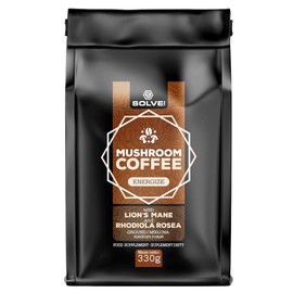 Mushroom Coffee with Lion's Mane & Rhodiola Rosea ● Speciality Grade, Single Origin, Brazilian Coffee ● Medium Roast, 330g ● 30 Servings | SOLVE Labs® ● Ground Coffee