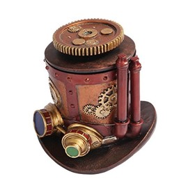 PTC 7 Inch Steampunk Themed Machinery Hat Jewelry/Trinket Box Figurine