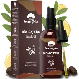 Emma Grün® Jojoba Öl Kaltgepresst 100ml [100% REIN] - Hochwertiges Jojobaöl Bio für Bart, Haut & Kopfhautpflege - Clean Jojoba Oil - Jojoba Kosmetiköl für Haare & Nagelpflege - Kaltgepresstes Basisöl