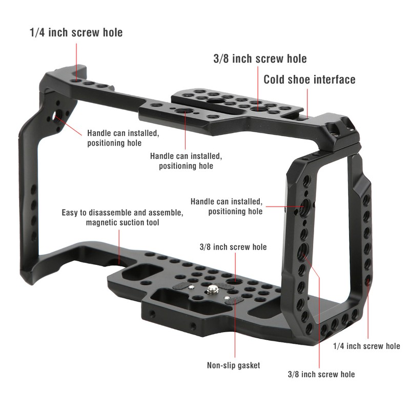 Aluminium Alloy Wear Resistant Camera Cage Extension Frame Kit for