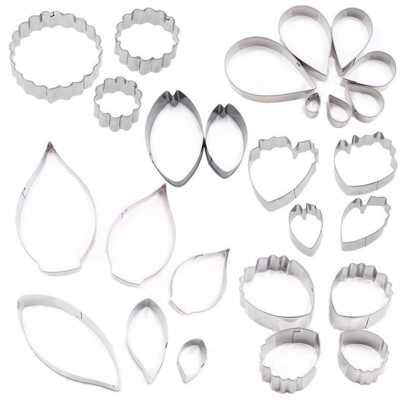 26個 ステンレススチール ガムペースト 花と葉のカッターセット フォンダンフラワー クッキーカッター シュガークラフト フラワーメイキングツール 結婚式 誕生日ケーキデコレーション