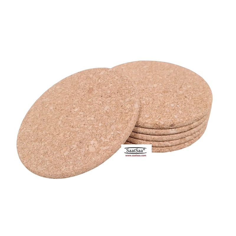SaatSaa 6 x Cork Coaster Trivet - Heat Resistant Pads