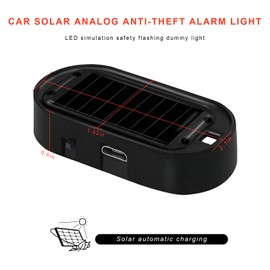 NYTKL 2PCS Car Solar Power Simulated Dummy Alarm, Anti-Theft Car Warning Light Fake Lamp with Light Sensor, Automotive Interior LED Flashing Security Lights with USB Charger Port (Blue+Red)
