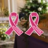 WANDIC 50 Pcs Rose Pink Ribbon Metal Pins, Memorial Ribbon