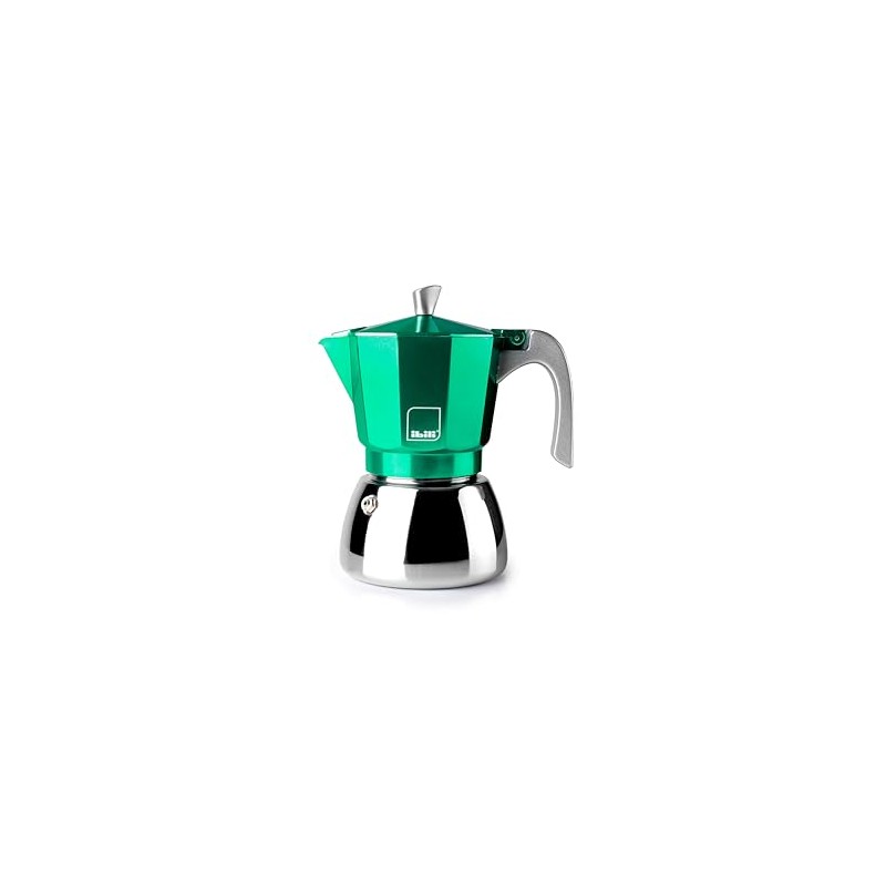 IBILI Elba Green Espressomaschine, 6 Tassen, 300 ml, Aluminiumguss, Edelstahlboden,