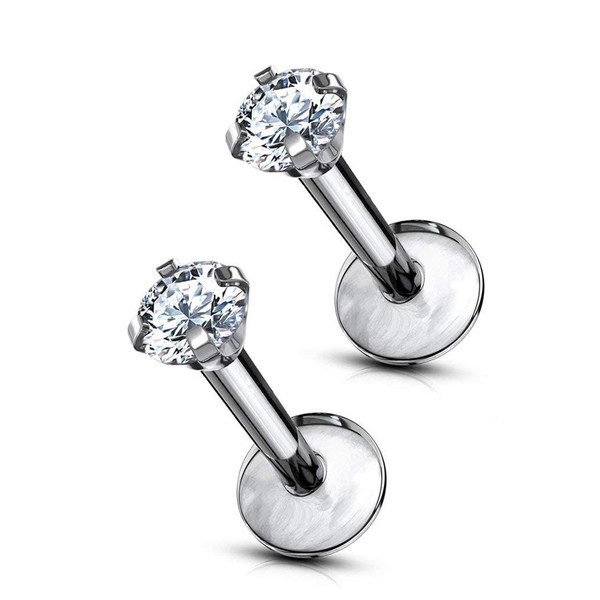 16 g Titanium Internally Threaded Tragus Piercing Jewelry CZ Top
