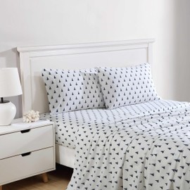 Nautica - Sheets, Cotton Percale Bedding Set with Matching Pillowcase, Crisp & Cool, Deep Pocket (Windtale Boat Navy, Twin XL)