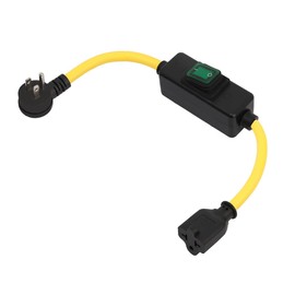 Heavy Duty SJTW 12AWG Outdoor Waterproof Extension Switch Cord, in-Line On/Off Switch Extension Cord, IP57 Waterproof,Max.20A 125V 4-in-1 T-Blade Female,1.5FT