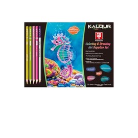 KALOUR 60-Piece Art Drawing Set, Multi-Technique Colored Pencils with Oil-Based, Metallic, Watercolor, Neon, Macaron Pastels for Artists