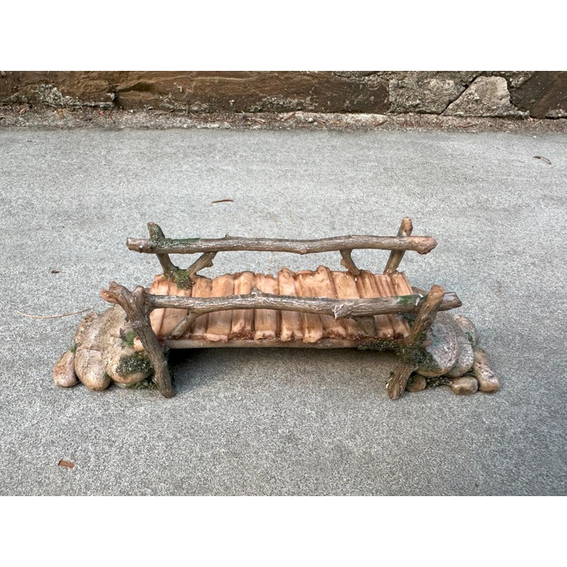Mokoboho Fairy Garden Bridge, Acrylic, Stone and Log Design, 7.5"
