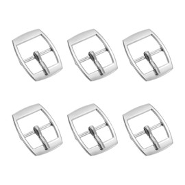 sourcing map Metal Roller Buckle, 6Pcs 0.98" Single Prong Belt Buckle Square Center Bar Buckles for Leather Craft Accessories Belt, Silver