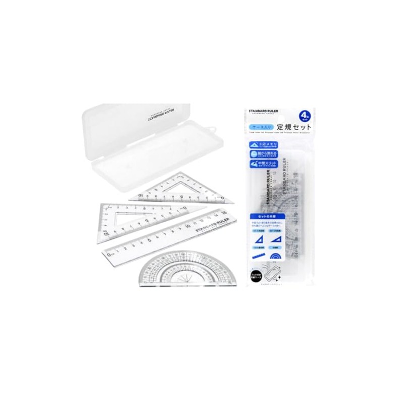 Office ruler set, set of 4 (5.9 inch (15 cm)