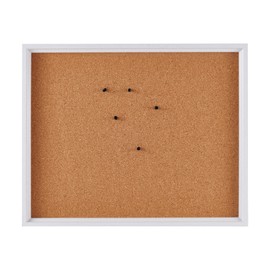 Towle Living Cork Board with 5 Push Pins for Home Office, Dorm Room, Bedroom, Kitchen, Classroom, 21 x 17 Inch, White