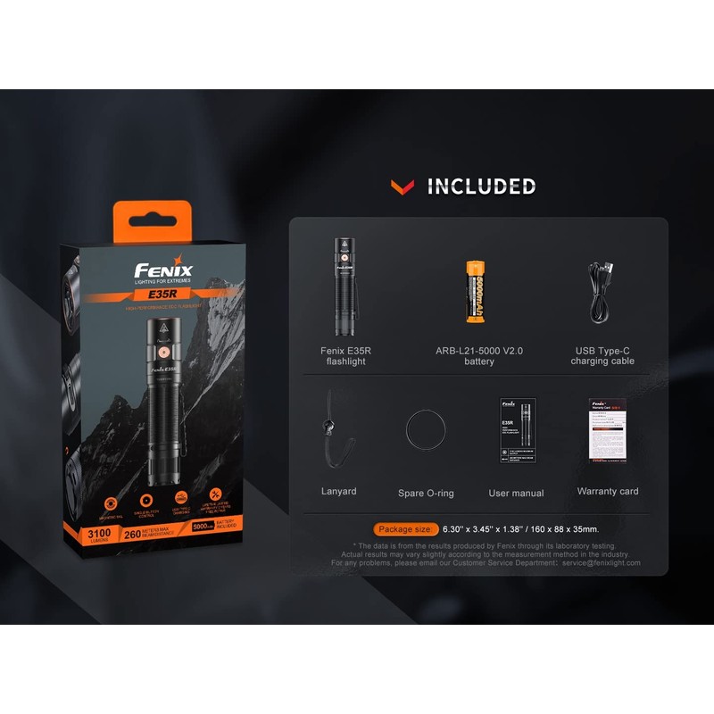 EdisonBright Fenix E35R 3100 Lumen USB Rechargeable LED EDC Flashlight,