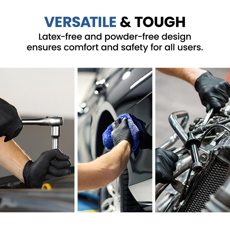 Disposable Black Nitrile Gloves, Extra Large, 8 MIL, Diamondshield, Work