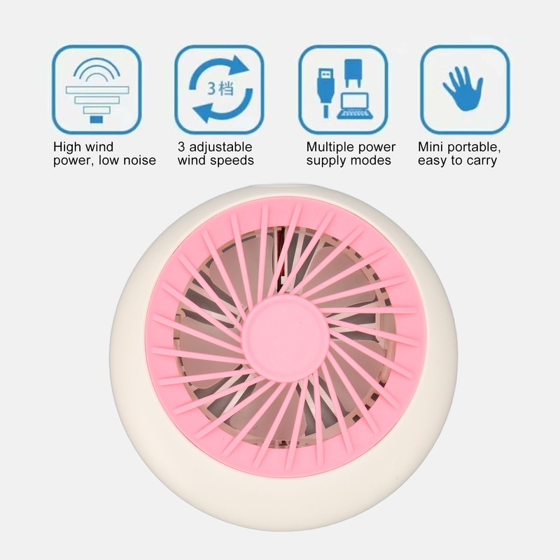 USB Desk Fan Multifunction 3 Speeds Quiet Strong Airflow Small