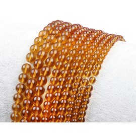 60pcs 6mm Natural Stone Beads,Gemstone Round Loose Beads for DIY Bracelet Necklace Earrings,Stone Beads for Jewelry Making(Amber Crystal)