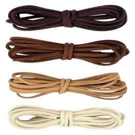 Vesaneae Flat Leather Cord, 2 m x 3 mm Faux Suede Cord, Synthetic Leather Strips Braiding String for DIY Crafts Jewellery Bracelet Necklace Dream Catcher Beading