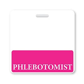 Phlebotomist Badge Buddy - Horizontal Badge Buddies for Phlebotomist Techs - Spill & Tear Proof Cards - 2 Sided USA Printed Role Identifier ID Tag Backer by Specialist ID (Hot Pink)