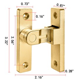 Wocoe 90 Degree Right Angle Gate Latches,Gold Zinc Alloy Flip Latch Hardware - Zinc Alloy Security Latches for Barn Doors, Windows, Garden Gates, Cabinets, and Sliding Doors