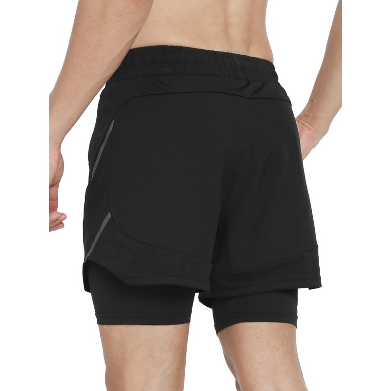 ARSUXEO Men's 2 in 1 Active Running Shorts with 2